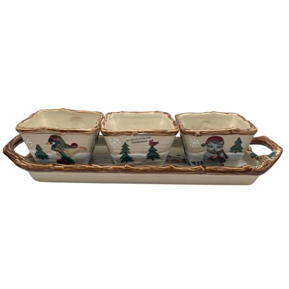 Heartland Four Piece Plater Three Dip Serving Bowls St Nicholas Square Christmas - Picture 2 of 14